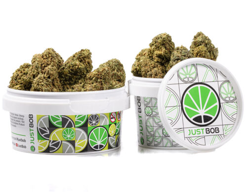 tarro con pequeños cogollos de marihuana cbd California