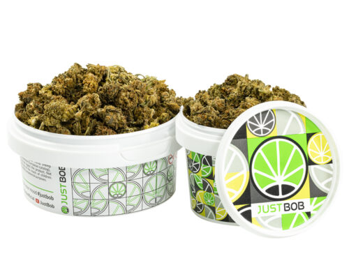 tarro con pequeños cogollos de cannabis cbd small buds mix