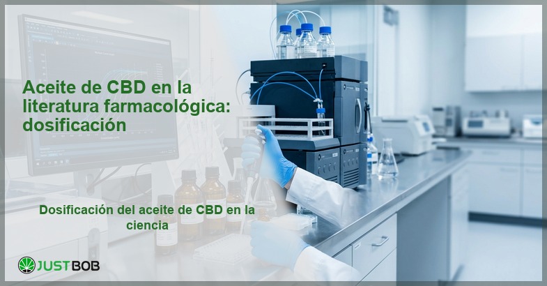 Biblioteca regulatoria con dossiers EMA Epidyolex y manuales de farmacología, banner del artículo de Justbob sobre dosificación del aceite de CBD