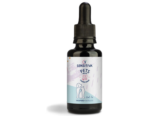 Botella de aceite de CBD para perros de 30 ml a 2.5% - Sensitiva