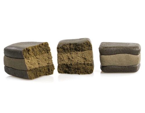 Varias piezas de hachís CBD WAFER CBG en fondo claro