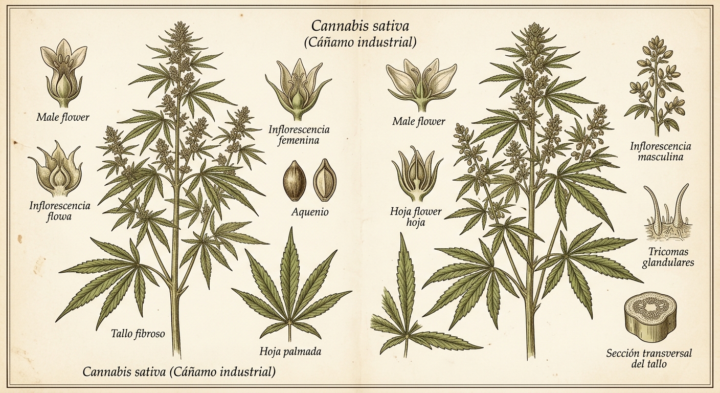 Anatomía botánica de Cannabis sativa L. con identificación de las partes vegetales según la taxonomía APG IV