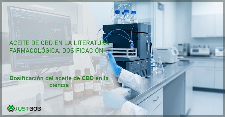Biblioteca regulatoria con dossiers EMA Epidyolex y manuales de farmacología, banner del artículo de Justbob sobre dosificación del aceite de CBD