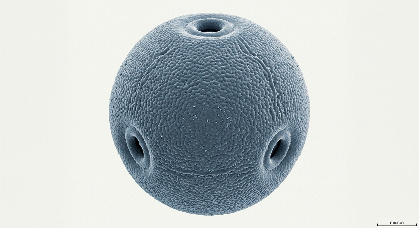 Polen de Cannabis sativa al microscopio electrónico, partícula aerotransportada documentada en la literatura aerobiológica europea