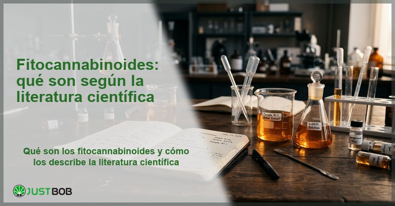 Estructuras moleculares de THC, CBD y CBG con receptor cannabinoide CB1, banner del artículo de Justbob sobre los fitocannabinoides