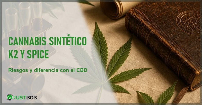 Cannabis sintético K2 Spice: riesgos literatura Banner editorial sobre el cannabis sintético K2 y Spice y los riesgos documentados por la literatura toxicológica europea frente al cannabis CBD legal