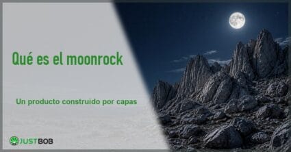 Banner del artículo con título verde y logo Justbob; a la derecha, un paisaje rocoso bajo la luz de la luna llena